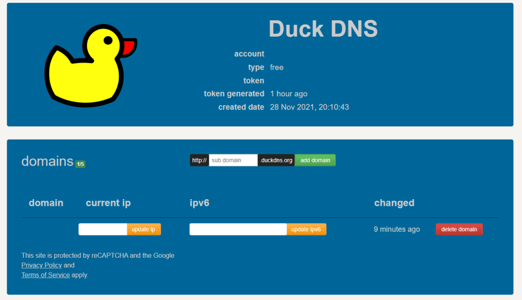 Duck DNS Web