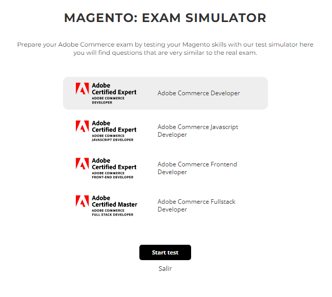 Magento Exam Simulator